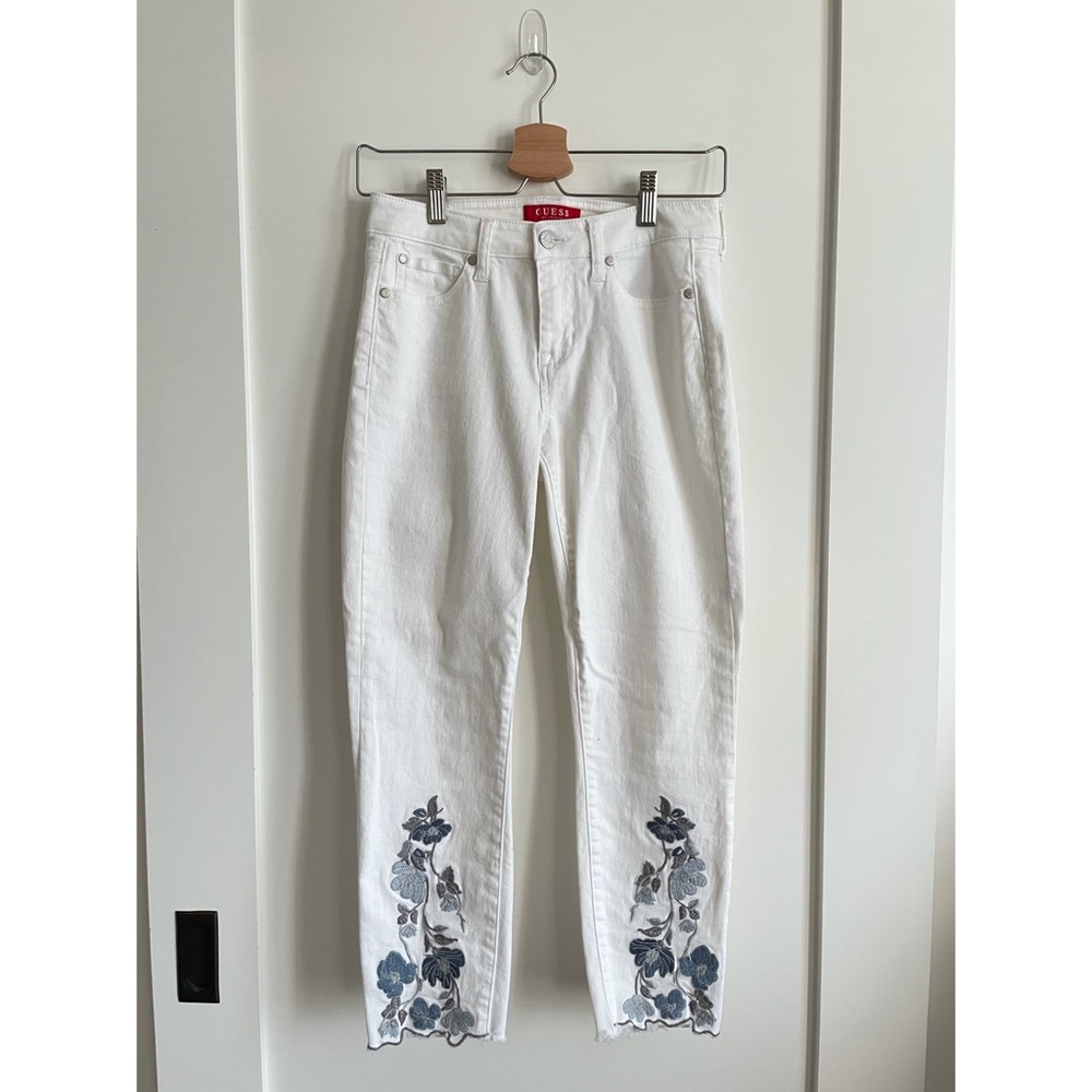 Guess White Floral Jeans
